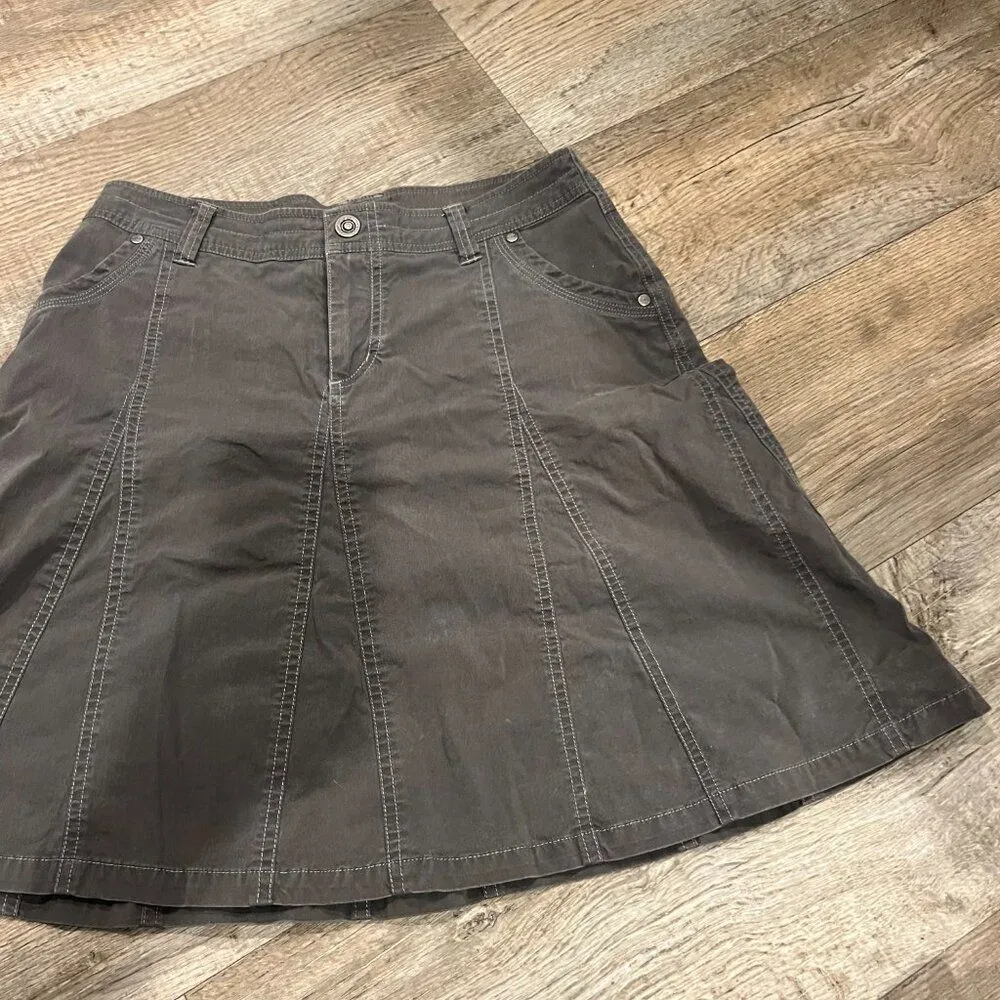 KUHL Hiking A-Line Skirt Size 6 Vintage Patina Dye Dark Gray Lightweight Casual - Image 2