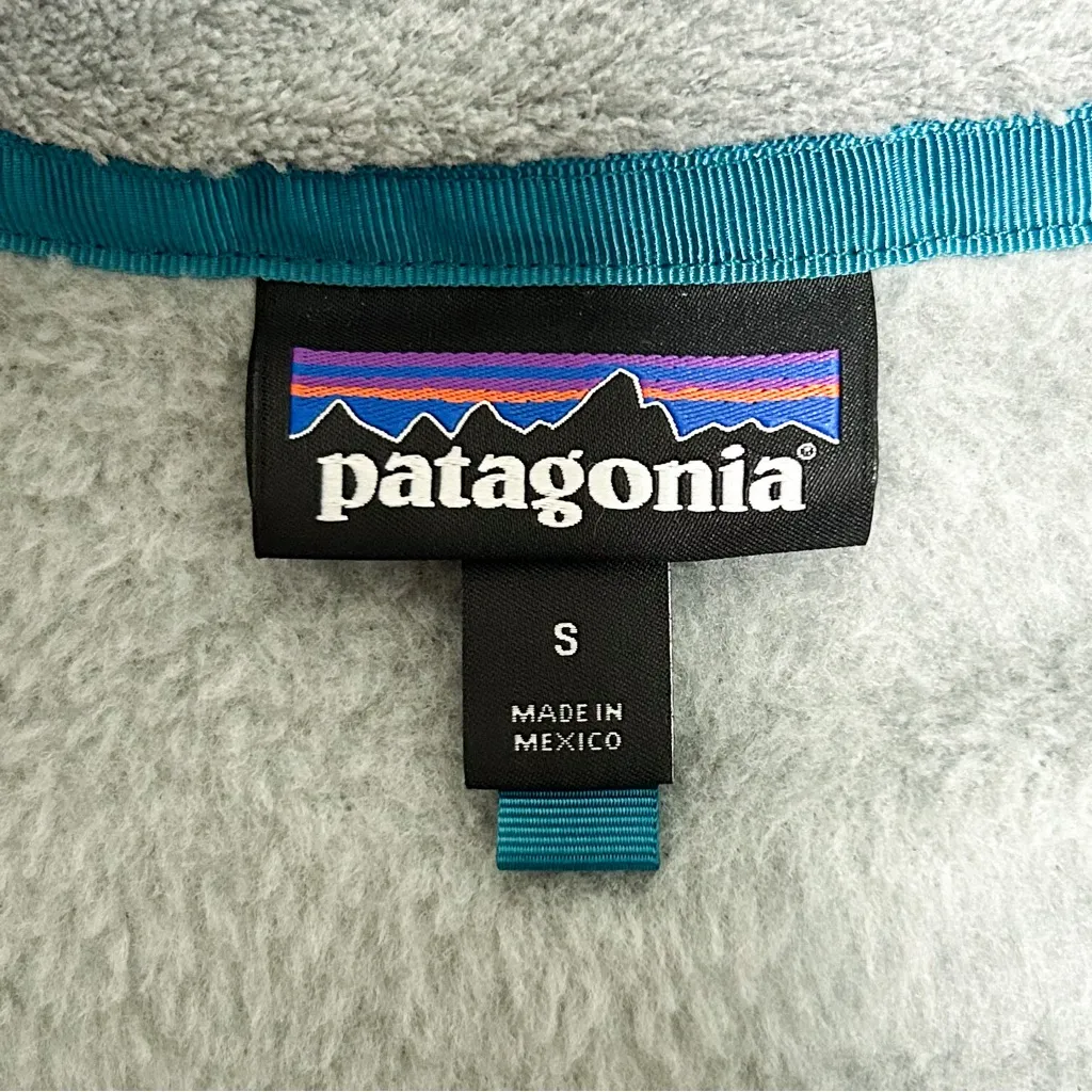 Patagonia Gray Teal Re Tool Snap T Pullover Fleece Small Button Collar Womens - Image 7