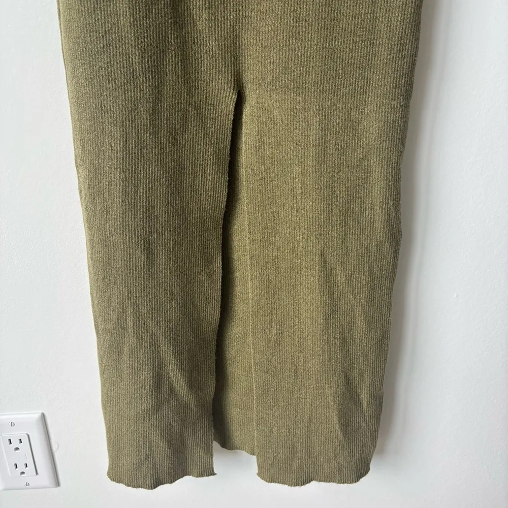 Green Halter Neck Midi Dress Ribbed Knit Low Back Bodycon Fitted Stretchy Party - Image 8