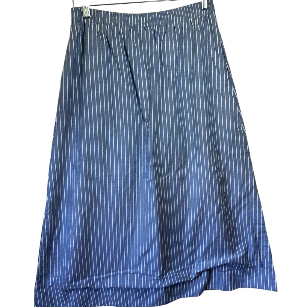 Tuckernuck Athena Blue and White Stripe Skirt Elastic Waist Pockets A line‎ SZ S - Image 2