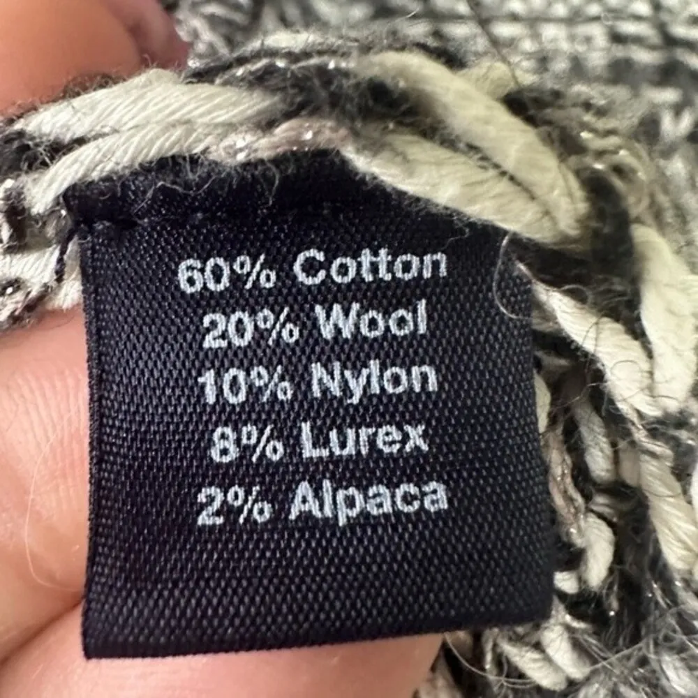 Saks Fifth Avenue BLUE Wool Alpaca Blend Slouchy Pullover Striped Knit Sweater L - Image 5