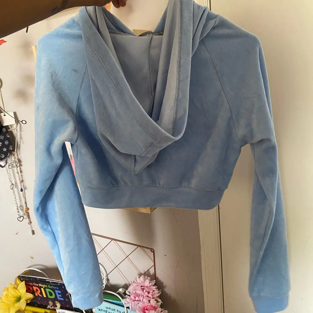 Blue Cropped Hoodie NWOT Soft Feminine Dainty Y2K Size Small - Image 2