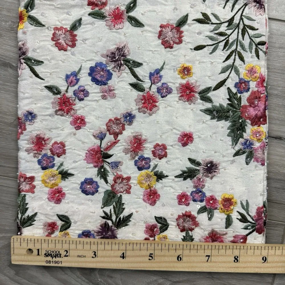 La Fuori‎ Elenore Garden Floral Flare Pants Sz S Embroidered 100% Silk Anthro - Image 12