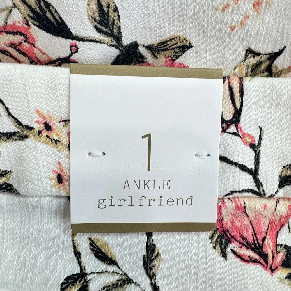 Chico’s Girlfriend Slim Leg Ankle Pants White with Pink Flowers and Butterflies - Image 5