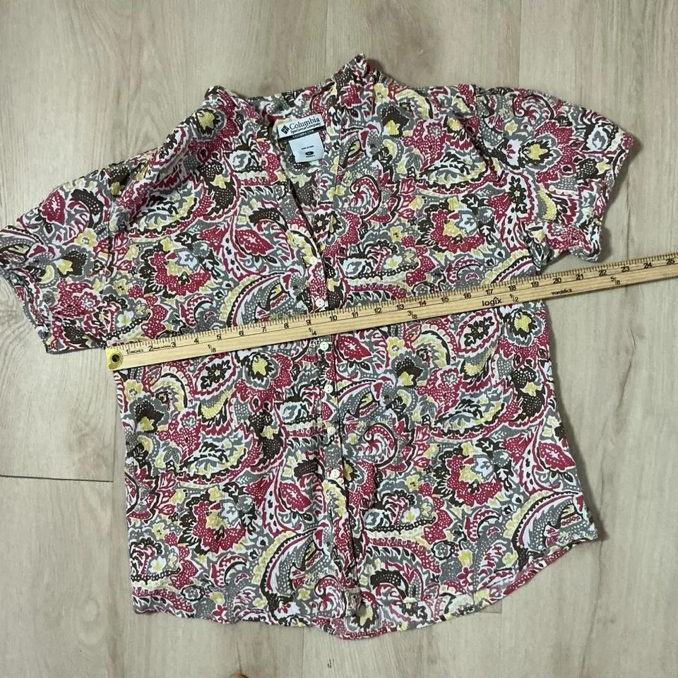 Columbia Sportswear Company Women's Short Sleeve Button Up Shirt Paisley Print Size XL - Image 3