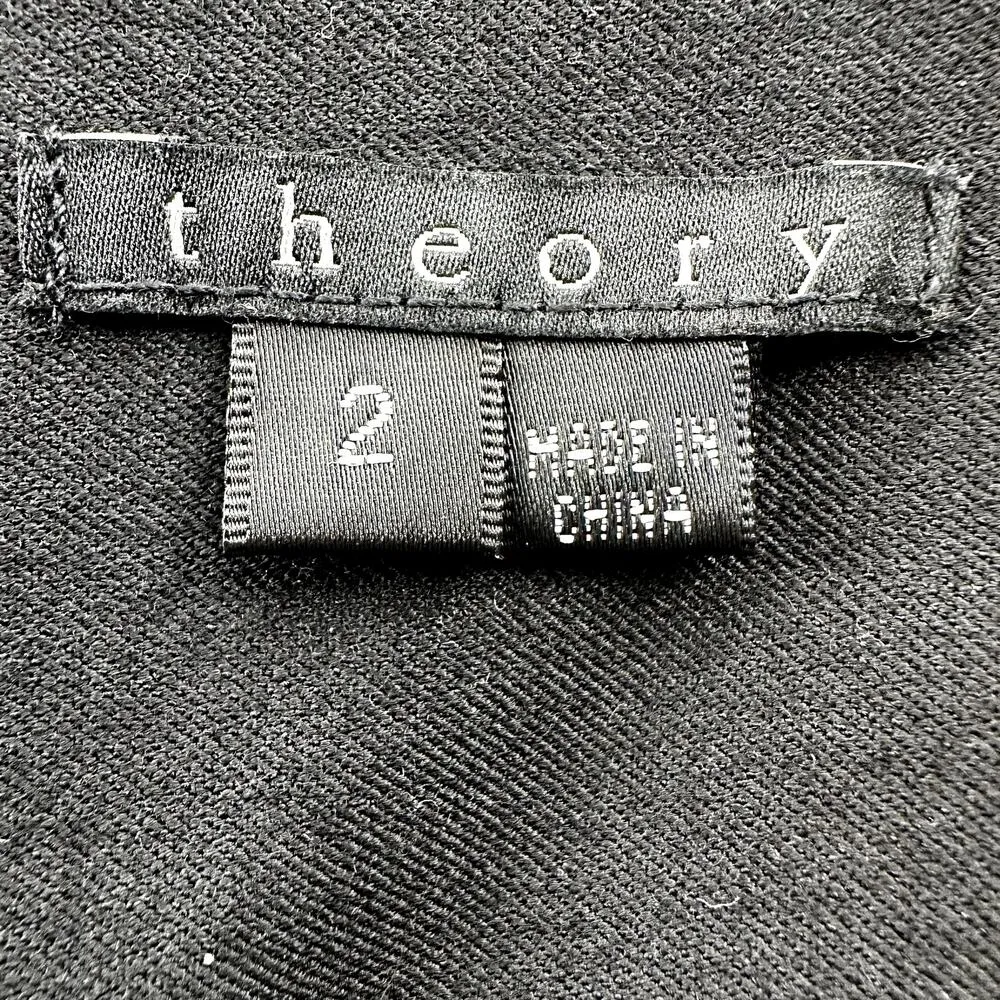 Theory Rokita Mini Pencil Skirt Side Zip Hem Vents High Waisted Wool Black 2 - Image 4