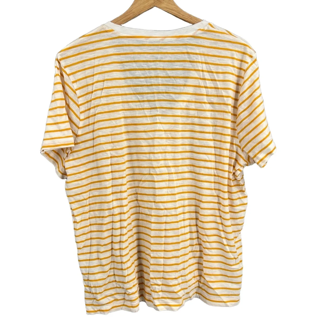 Madewell Do Well V-Neck Striped T-Shirt Yellow White Cotton 2X Organic Cotton - Image 2