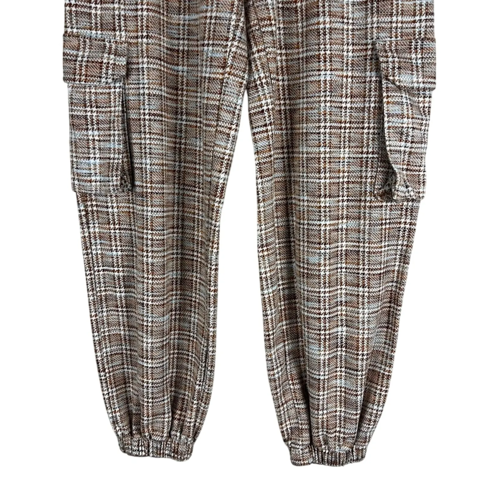 Urban Outfitters Janey Cargo Pants Womens S Brown Plaid Tapered Tweed Retro Y2K - Image 3