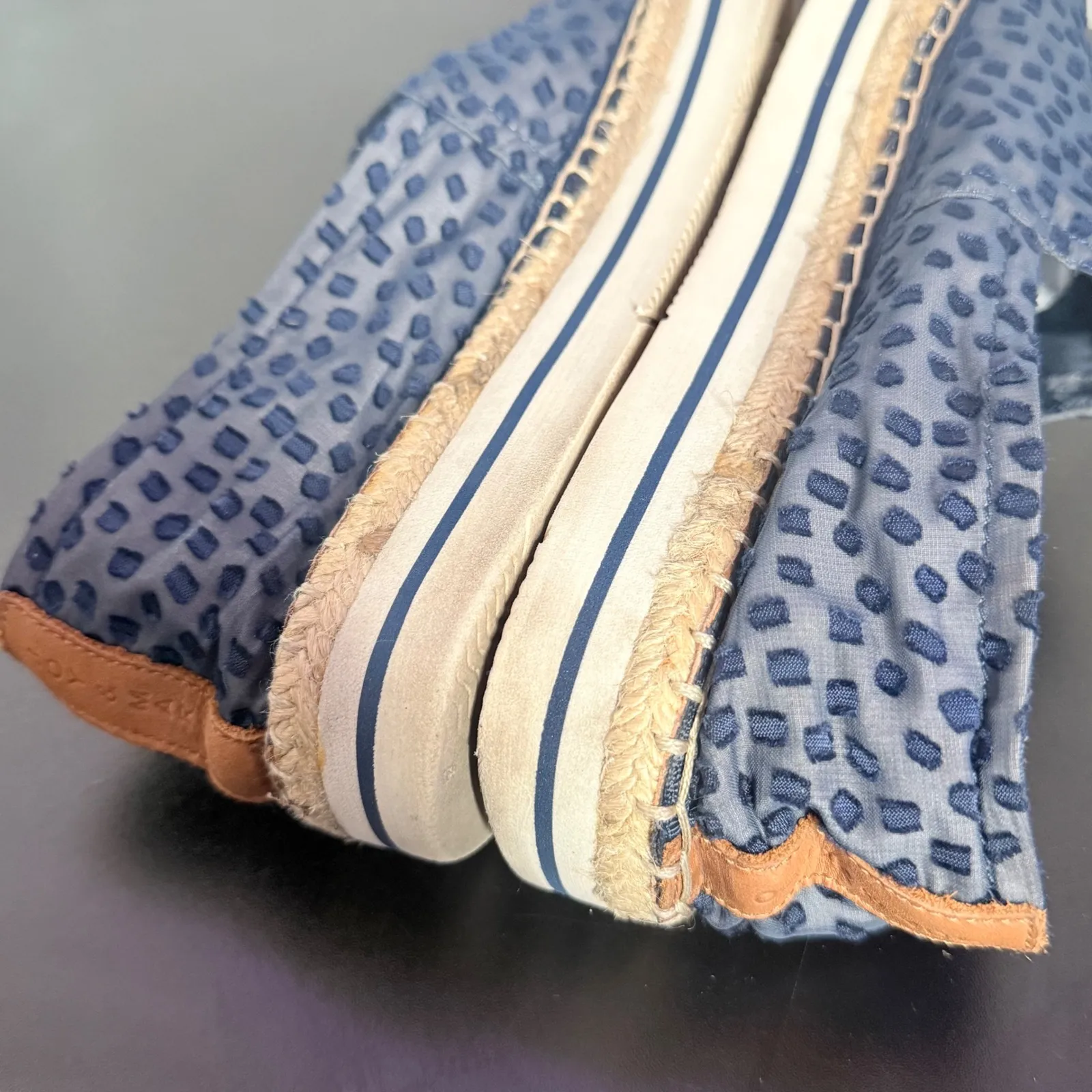 Joy & Mario Wide Width Espadrille Slip On Shoes Size 10W Blue Mesh Vacation BOHO - Image 14