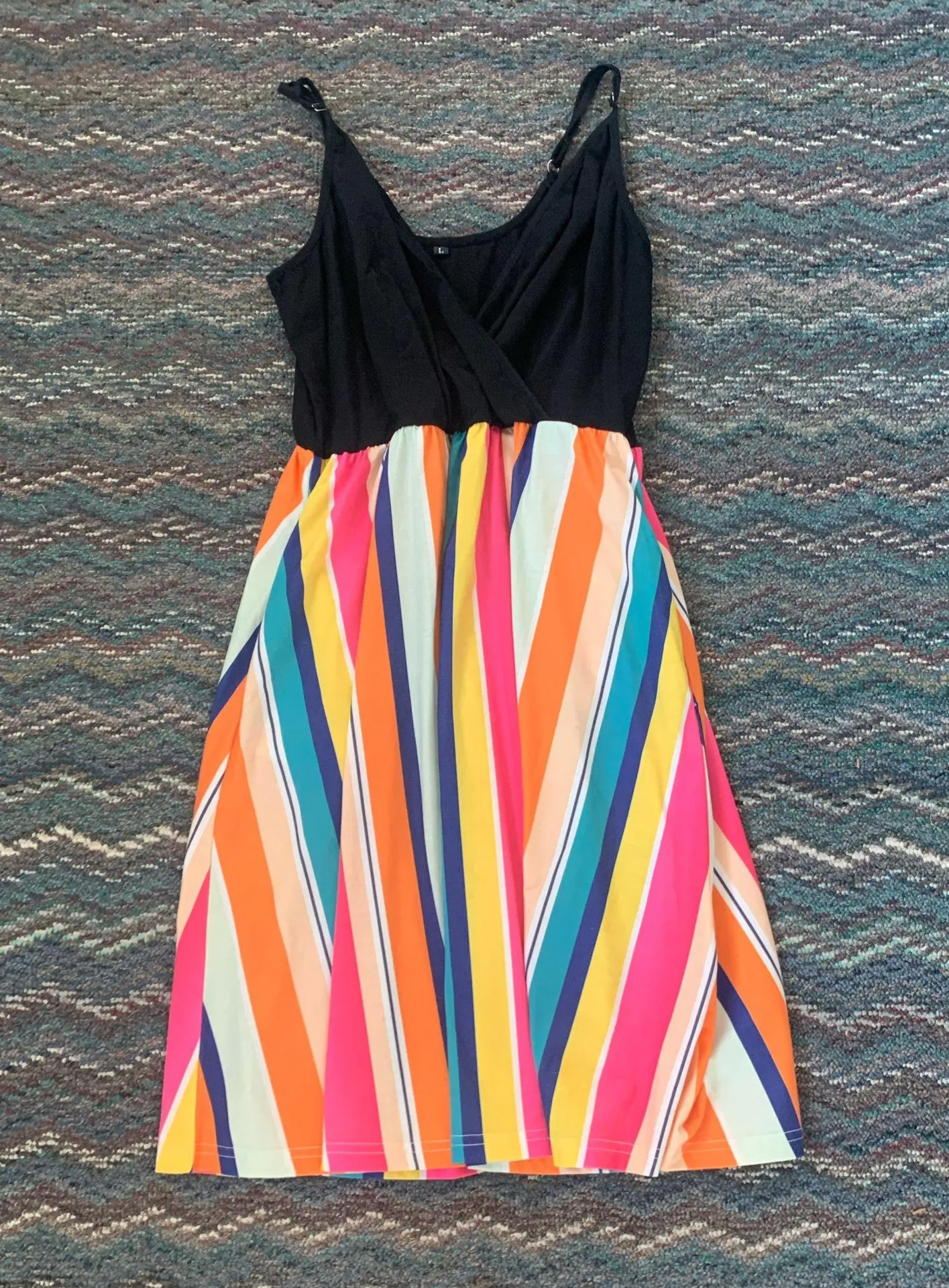 Colorful Pocket Dress Black Size L - Image 3