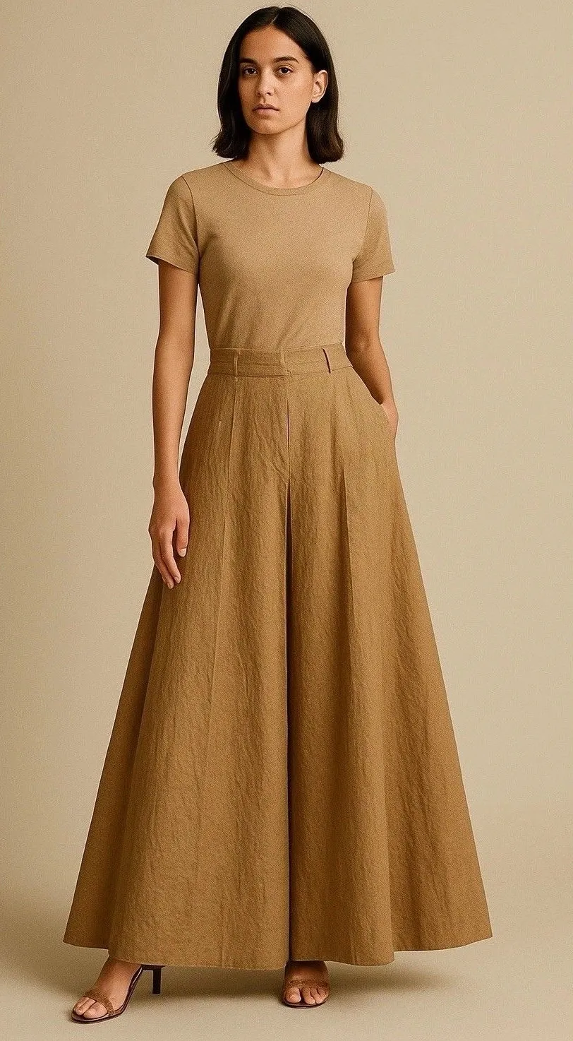 BRUNELLO CUCINELLI Exaggerated Wide Leg Palazzo Trouser Pants Brown Size US 8 - Image 1