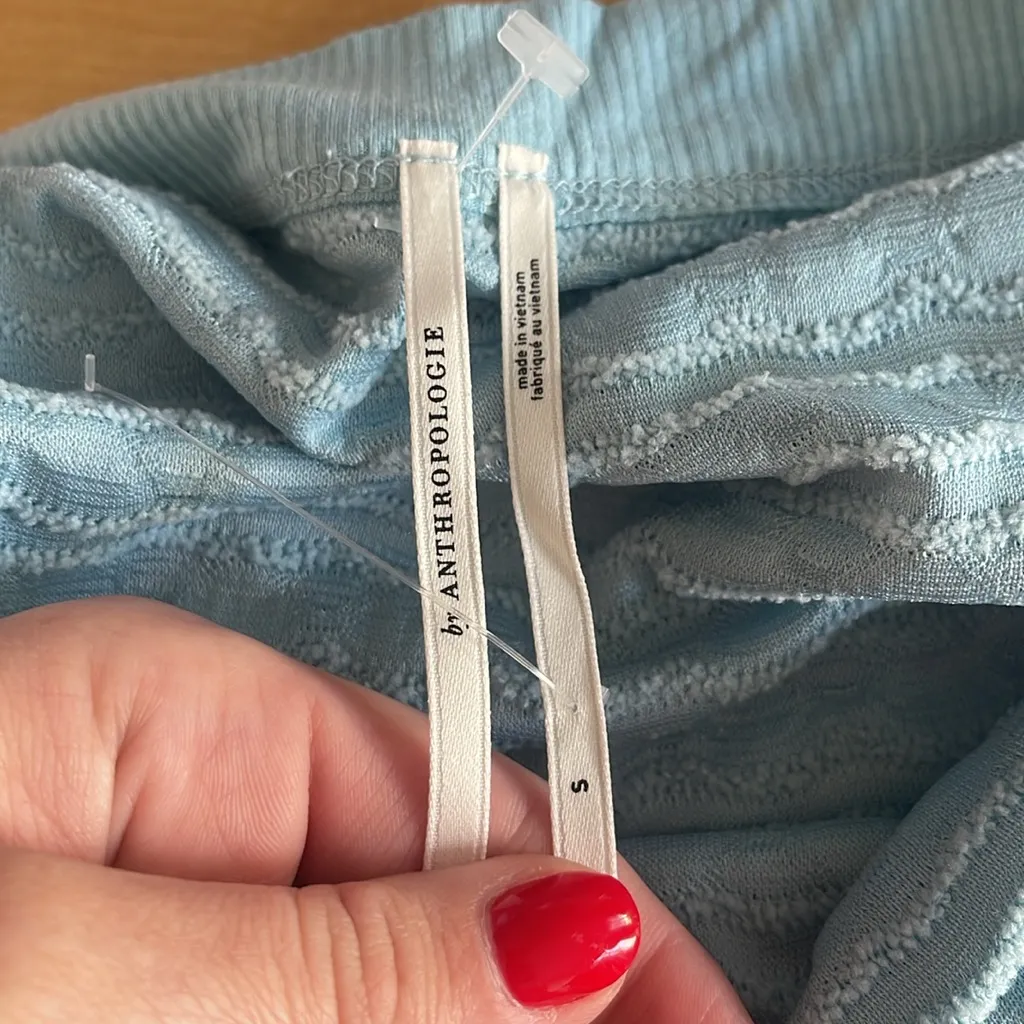 Anthropologie Light Blue Ruffle Textured Top - Image 3