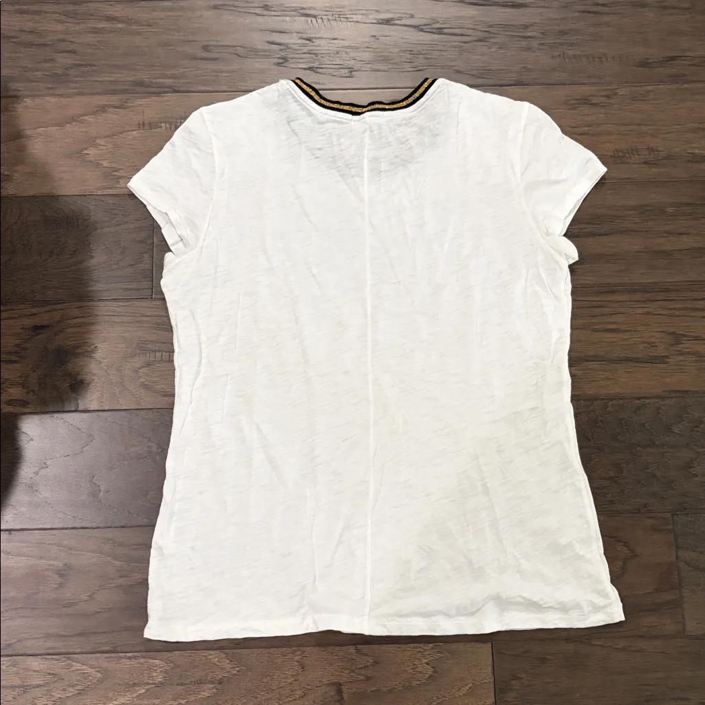 Goldie Lewinter Shirt Sleeve Metallic Tipped Ringer Tee Sz L - Image 12