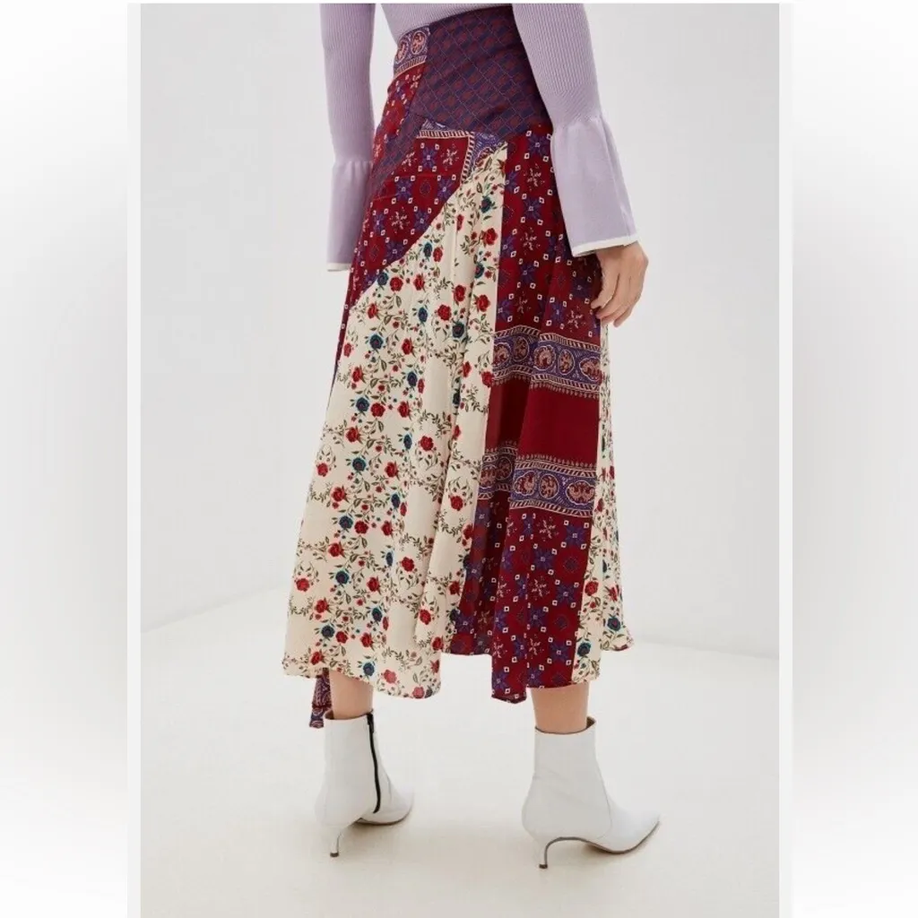 Sandro‎ Paris Dua Asymmetric Patchwork Maxi Skirt Small - Image 6