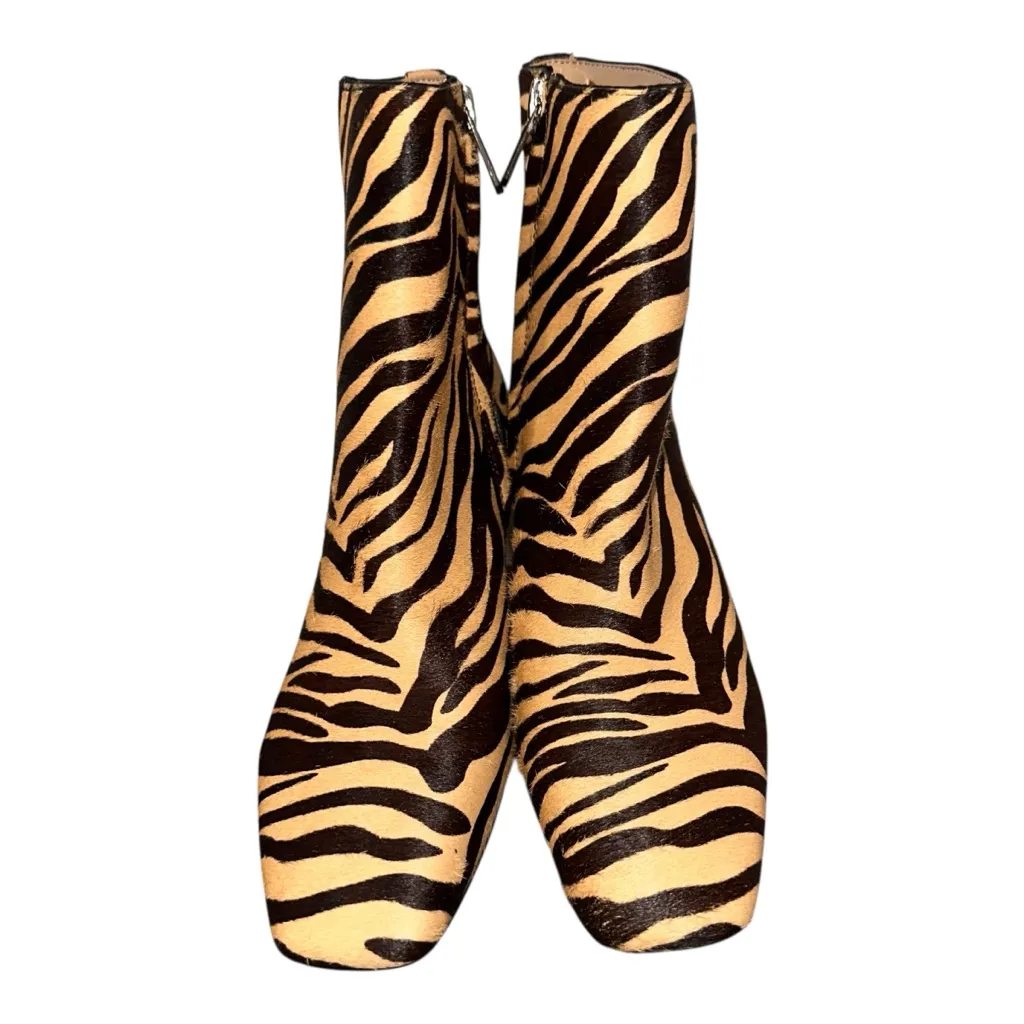 SAM EDELMAN Lizzie Calf Hair Leather Heeled Boot Tiger Striped Women’s 5M/EU 35 - Image 4