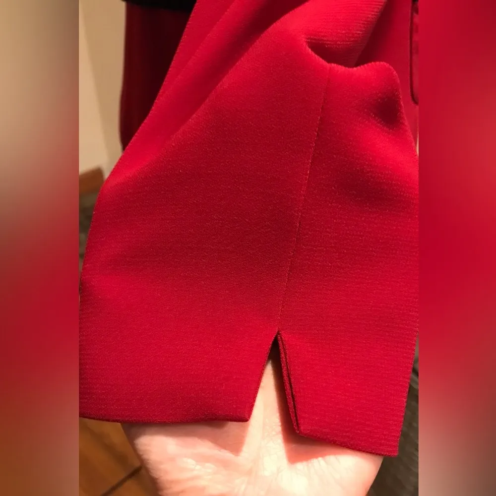 Tahari Levine Vibrant Red & Black Suede Trim, Short Blazer 3 Button Hook… - Image 10