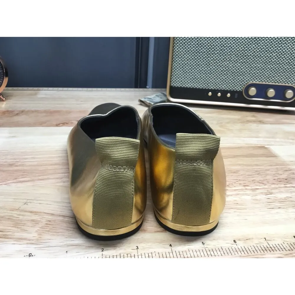 Franco Sarto Vana Ballet Flats Women's 8.5 M Gold Leather Slip-On Square Toe - Image 2