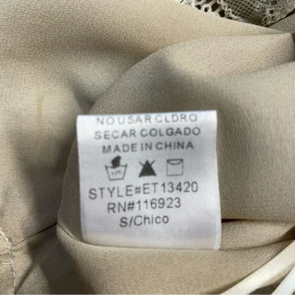 Eyelet Lace Cami Tank Top beige tan camisole women’s size small - Image 6