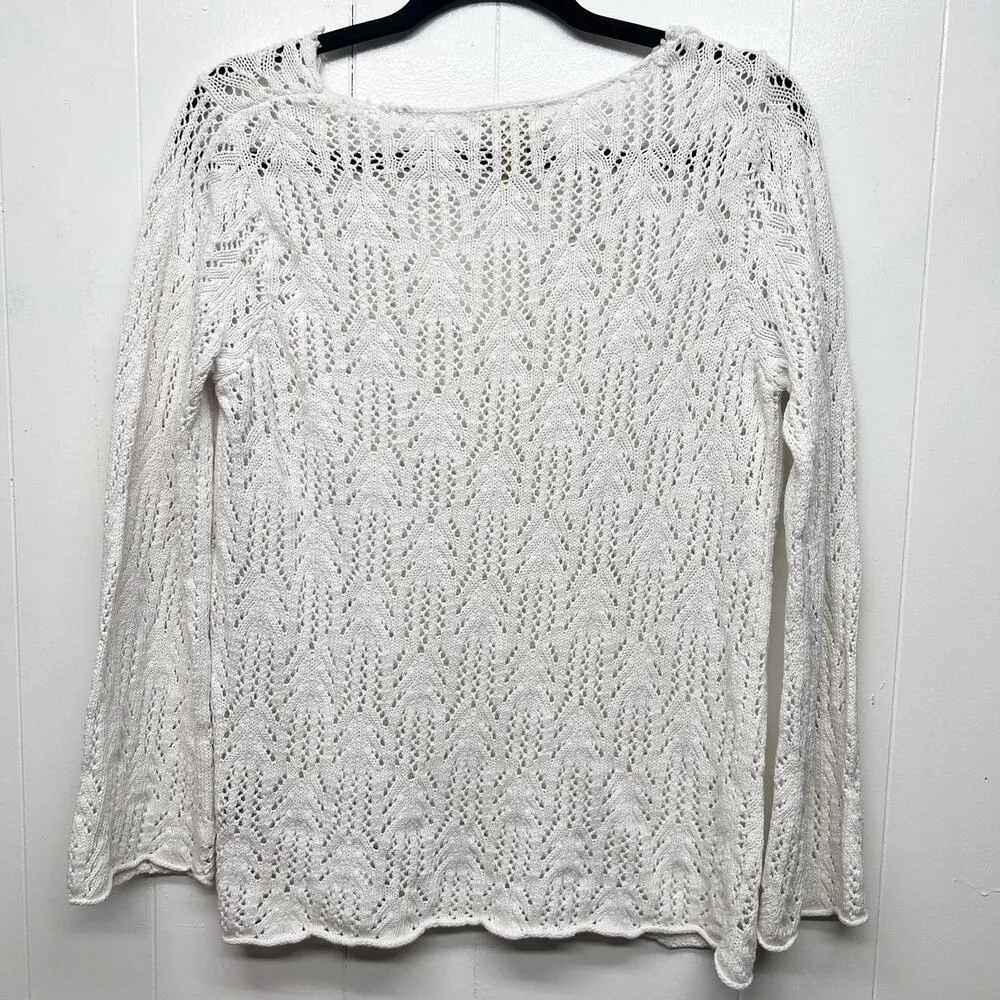 Cotton Ginny Linen Cotton Womens Beach Coastal Nautical Lagenlook Sweater Large White - Image 6