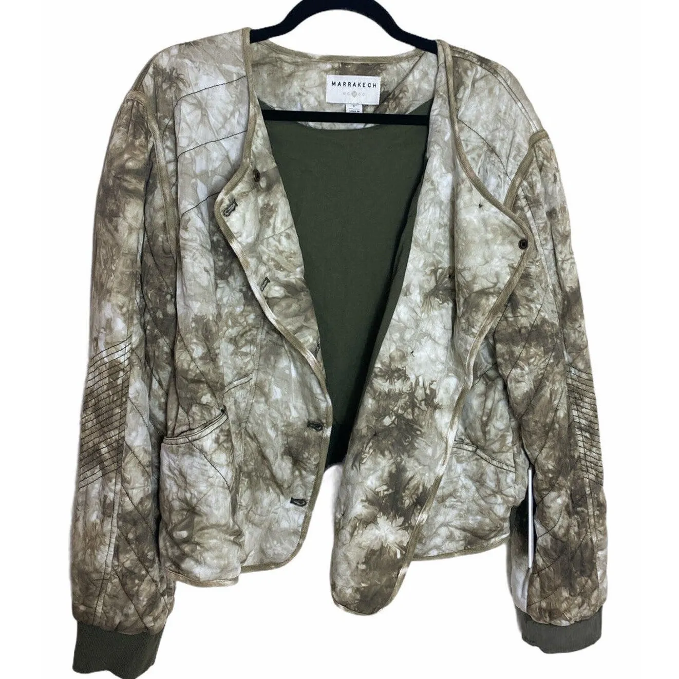 Marrakech Anthropologie NWT Green Tie Dye Quilted Jacket size Large - Image 6