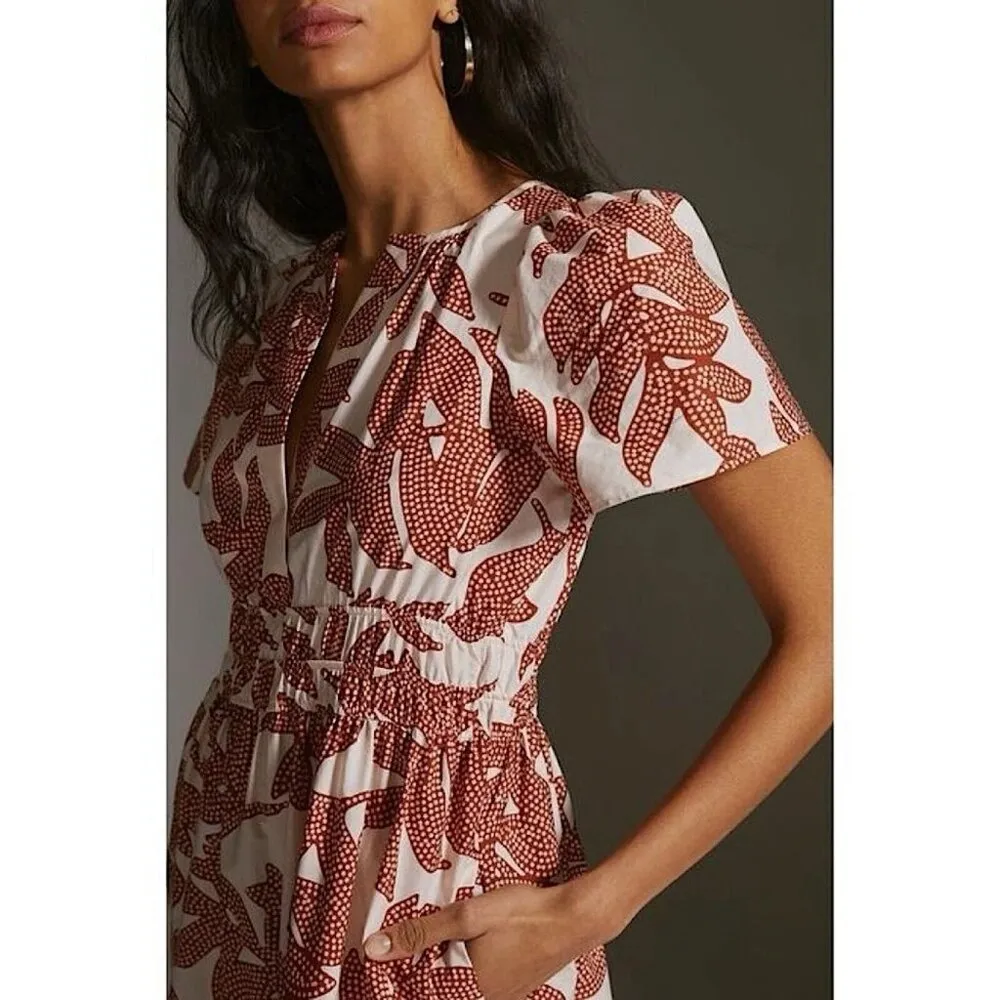 NWT Anthropologie Somerset Maxi in Neutral Dotted Floral Cotton Tiered Dress S - Image 4