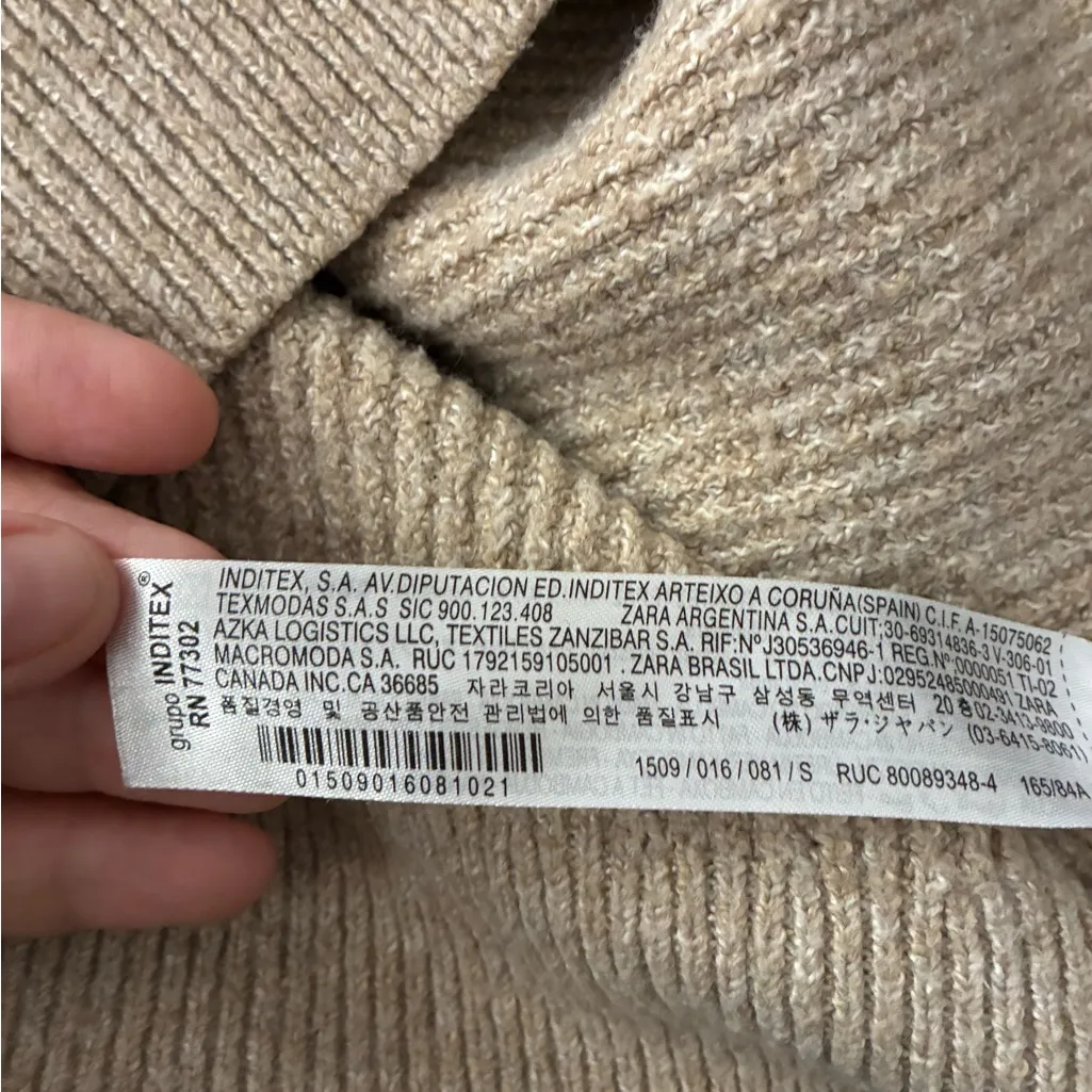 Zara Women's Elegant Beige Knit Cardigan Sweater S - Image 11