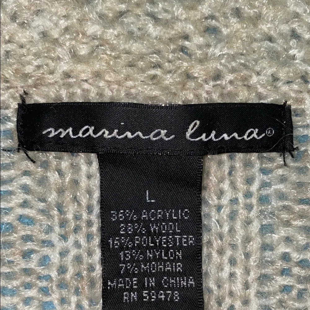 MARINA LUNA cardigan wool mohair blend scalloped knit long sleeve NEW size L Size L - Image 5