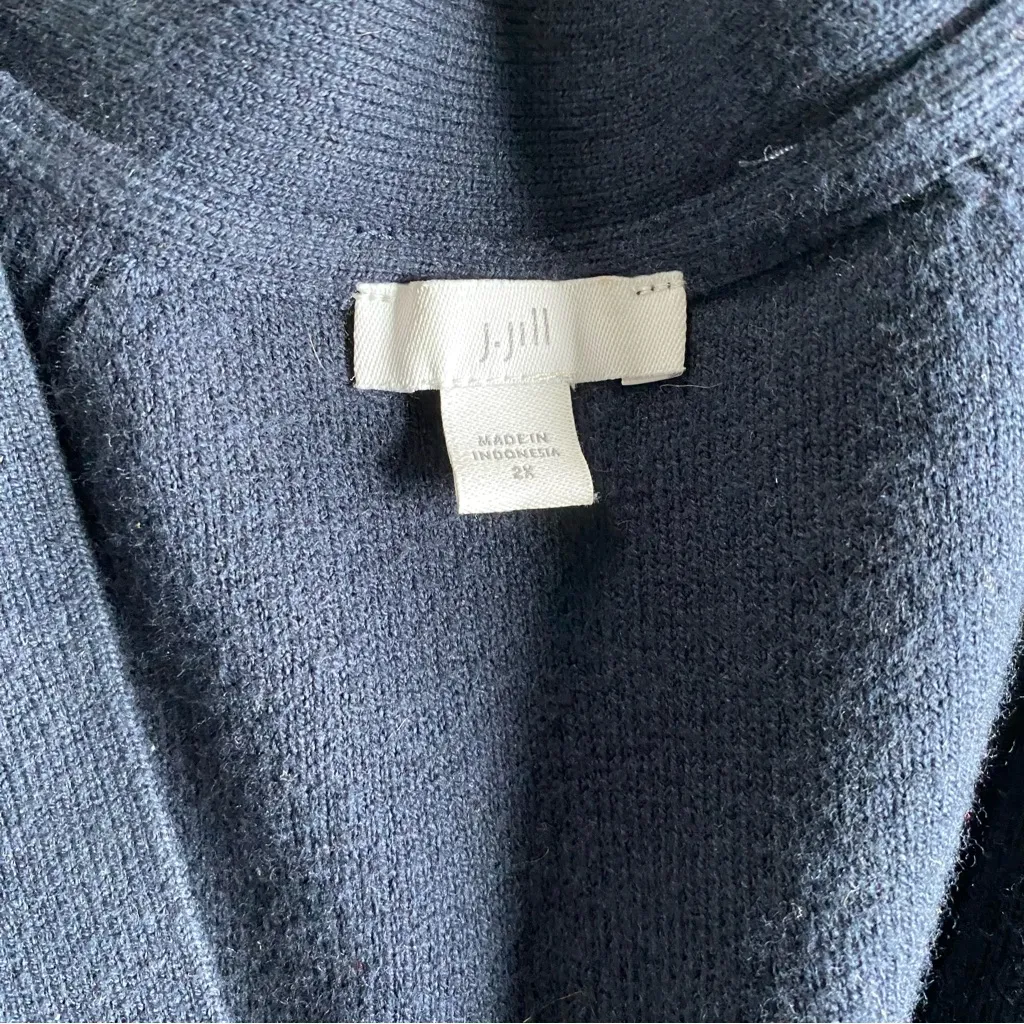 J Jill Oversized Cardigan Women 2XL Navy Slouchy Pockets Dolman Sleeve Blue Size 2X - Image 10