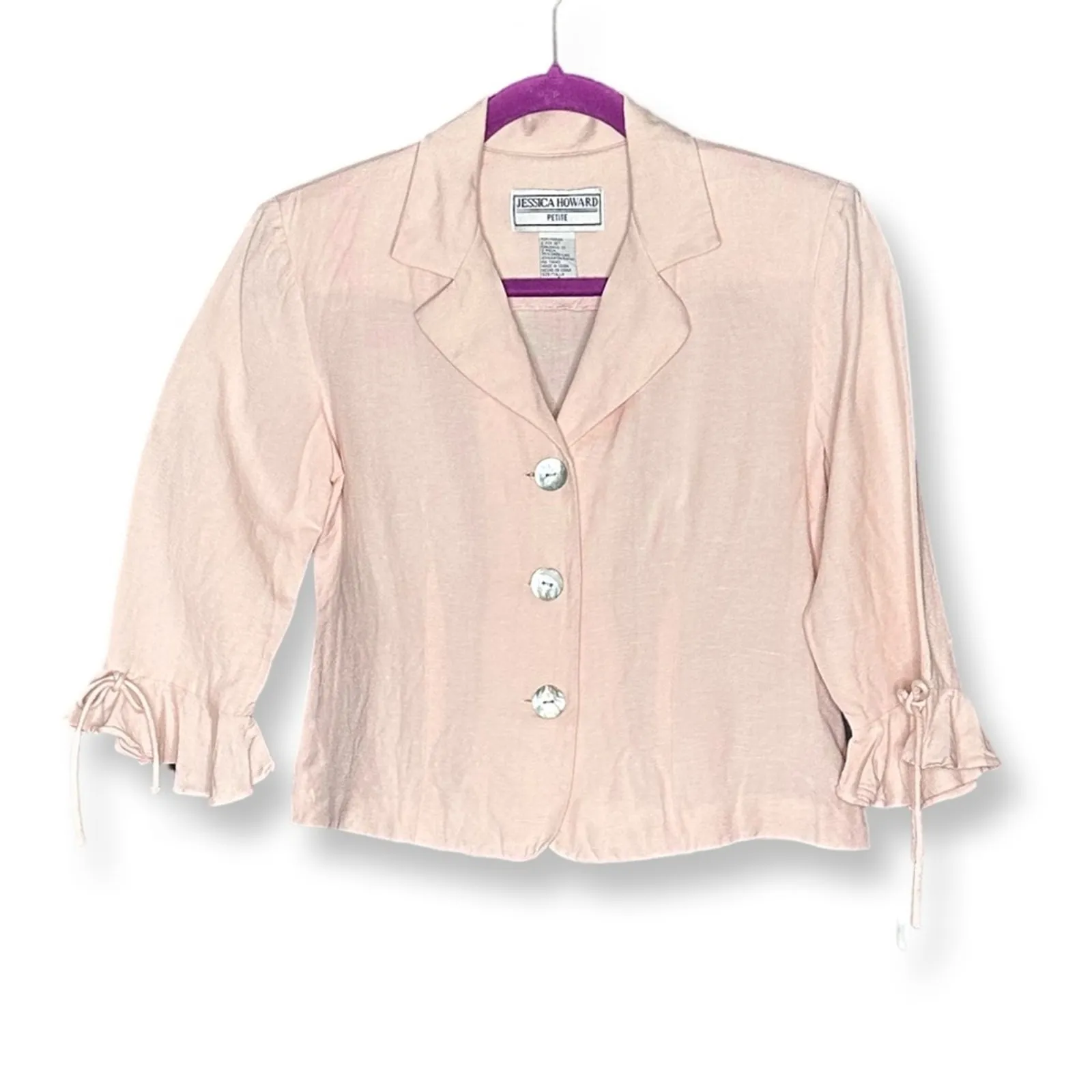 Jessica Howard Petite Vintage Light Pink Linen Blouse And Dress - Image 5