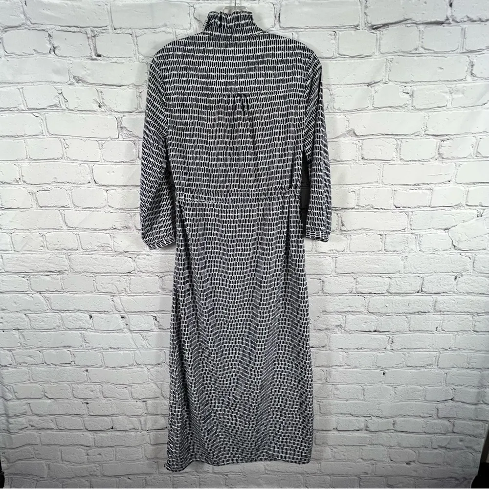 Banana Republic Black & White Button Front Drawstring Tie Waist Maxi Dress (E16) - Image 2