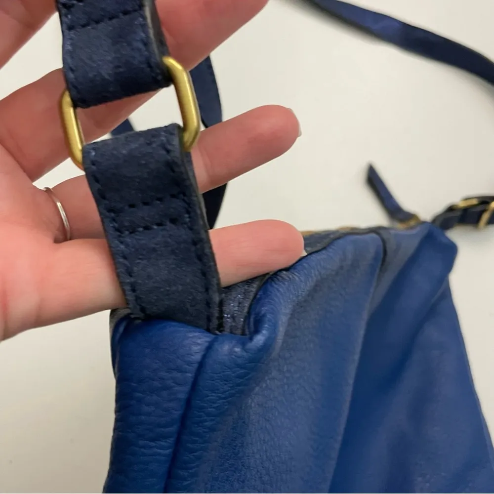 Purse Crossbody Erin Leather Pockets Credit Card Slots Sparkles Blue Gold - Image 13