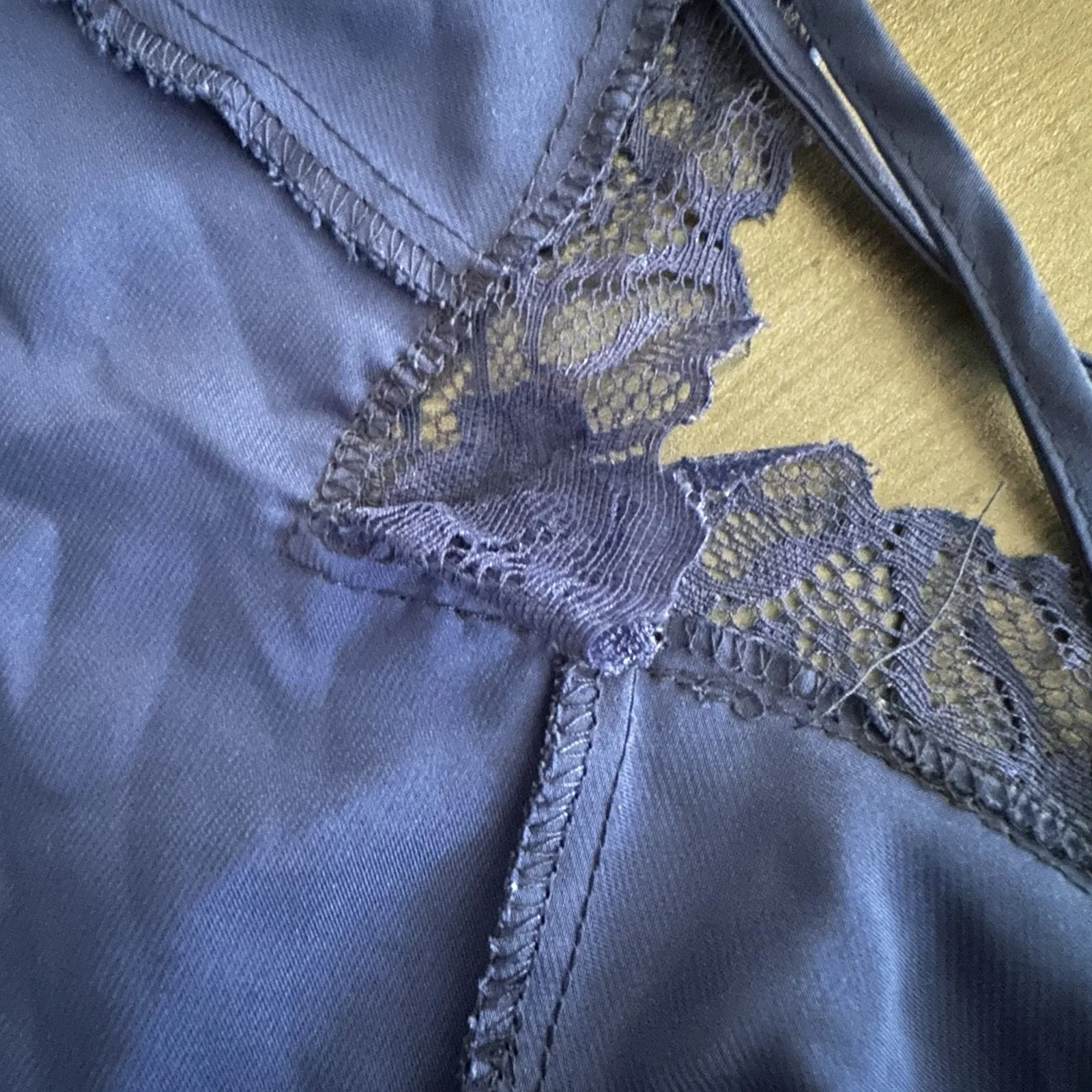 VTG Slip Dress Dark Blue Floral‎ Brocade Whimsigoth Fairy Y2K 90s Vamp Elana Size M - Image 4