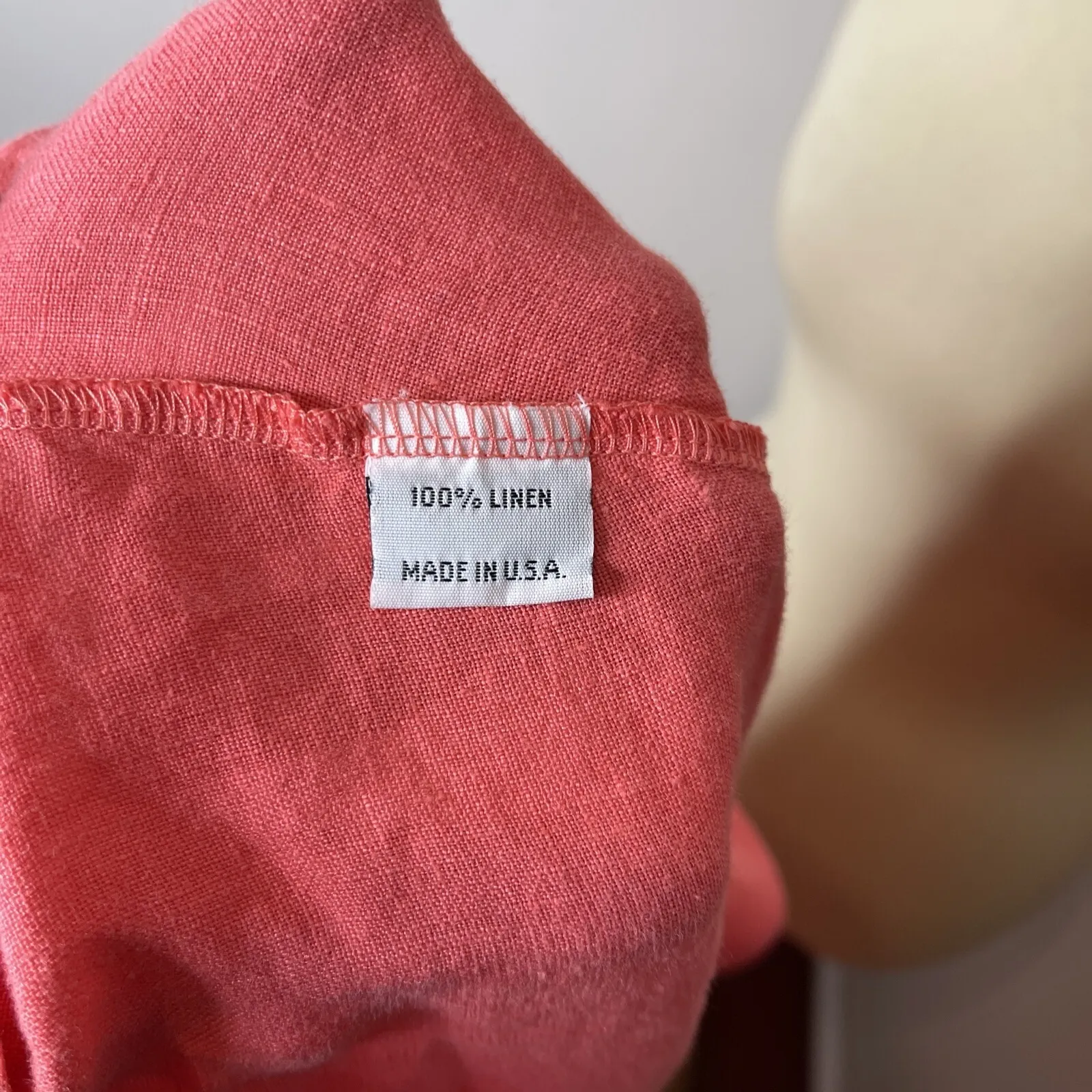 Bryn Walker Assymetrical Lagenlook Linen 3/4‎ Dress Peach 2XL - Image 10