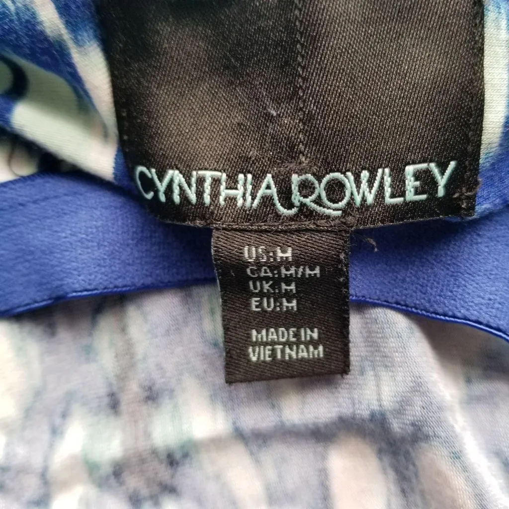 Cynthia Rowley Sleeveless Maxi Dress Blue & White Ikat Print Womens Size M Polye - Image 4