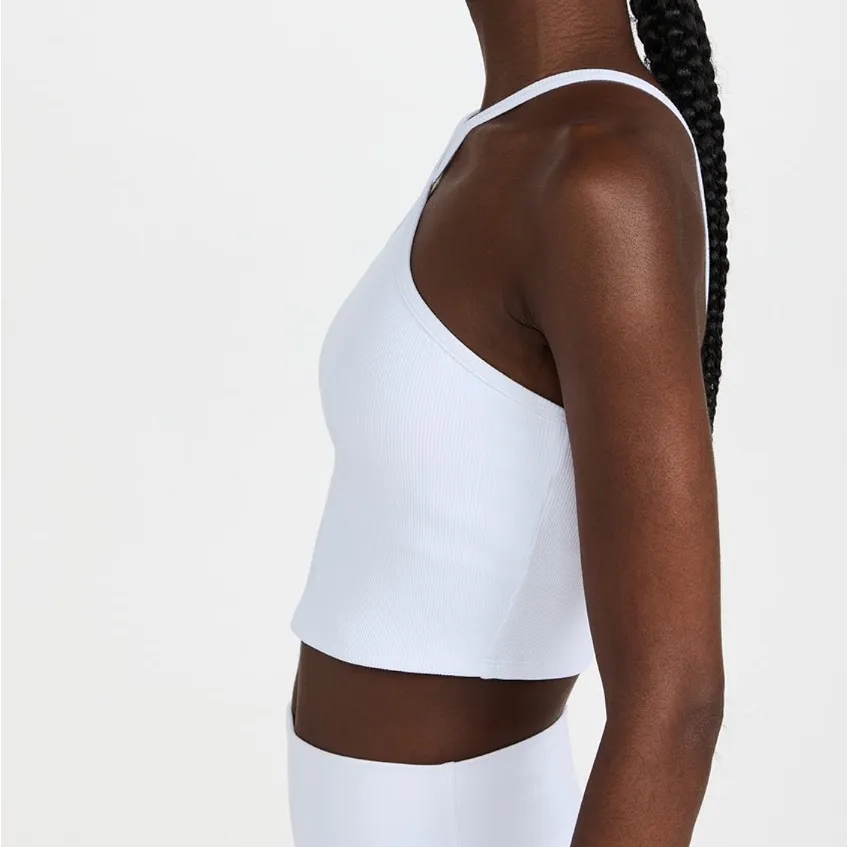 Alo Yoga Goddess Ribbed Cross Crop Top / sports bra size XS white color - Image 4