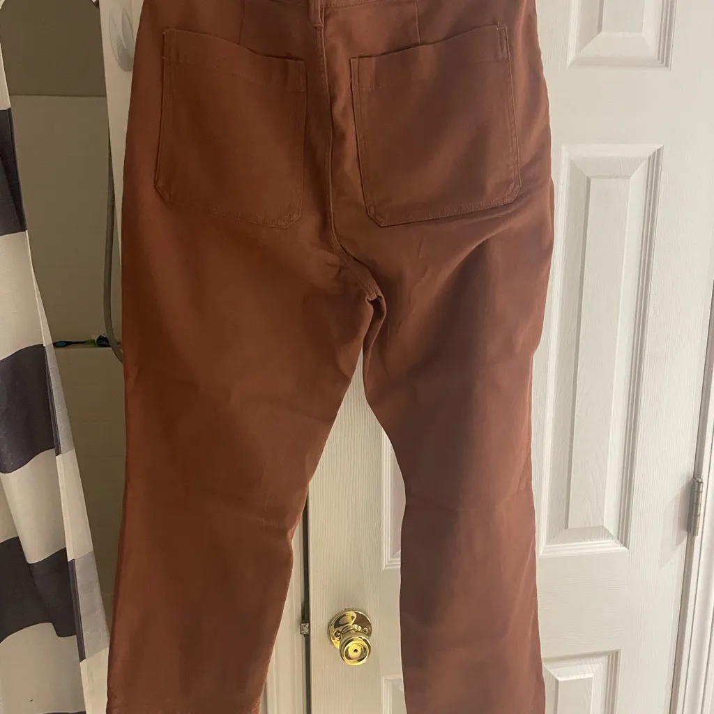 Quince Brown/Rust Organic Cotton Straight Leg Women's Pants size 14 NWT - Image 3