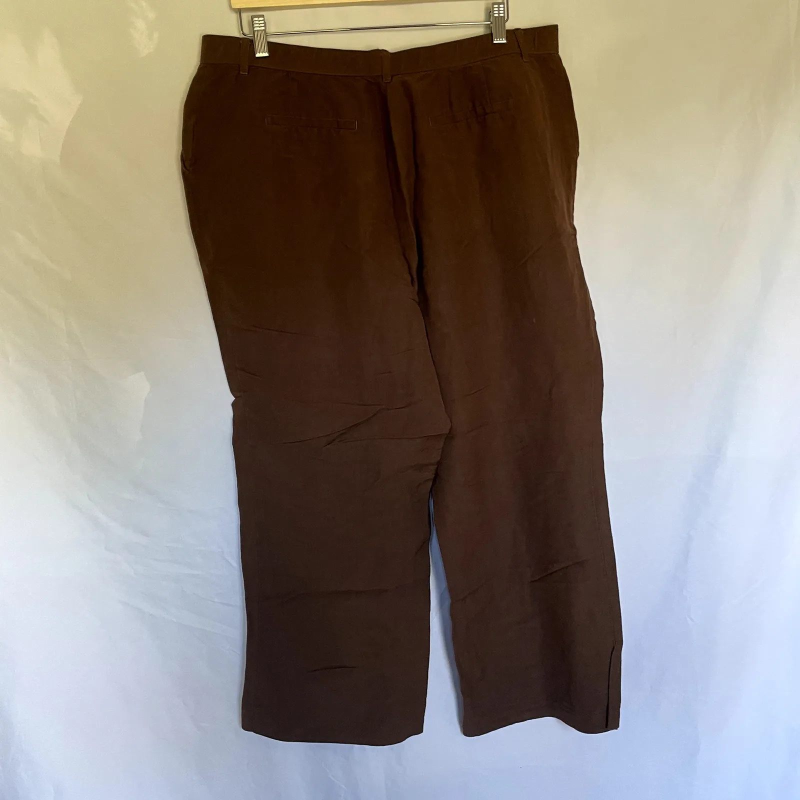 East5th linen rayon women's brown trousers pockets straight leg size 18W - Image 5