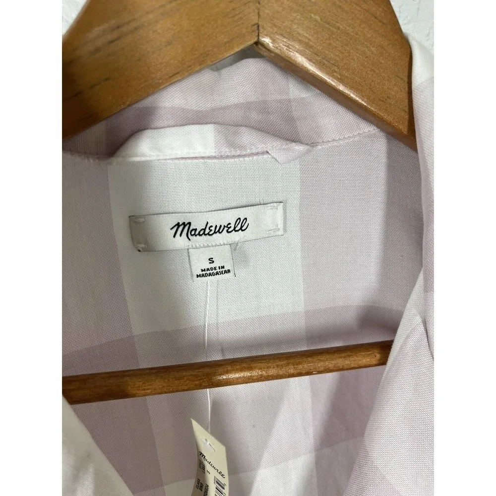 Madewell Bedtime Pajama Top Small S Lilac Plaid - Image 2