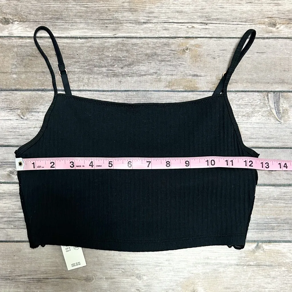 Aerie Black Beach Daze Ribbed Lace Cropped Rose Gold Rings Bra Top Small NWT - Image 10