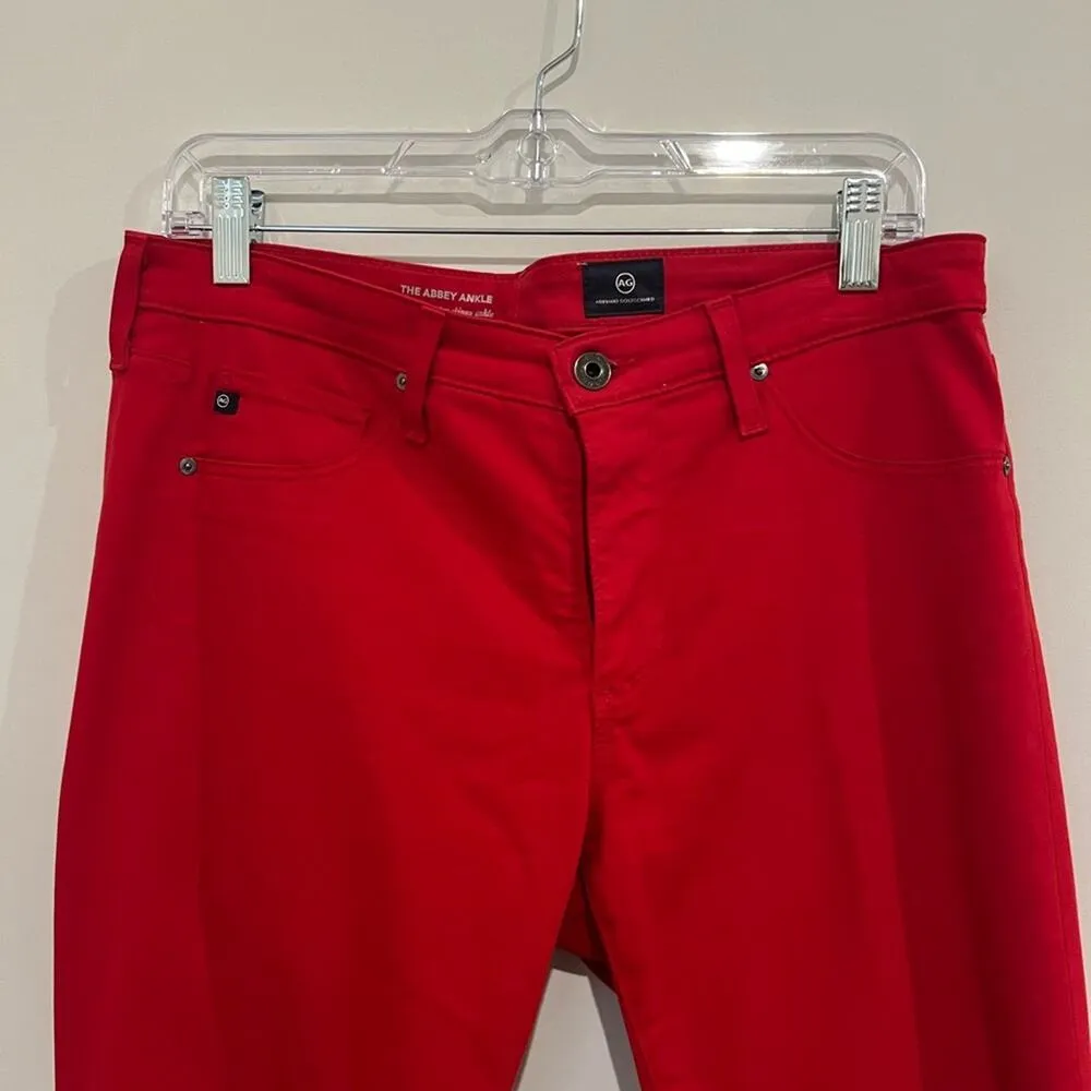 AG Adriano Goldschmied The Abbey Ankle Women 29R Red Pant Novelty Classic Midris - Image 3