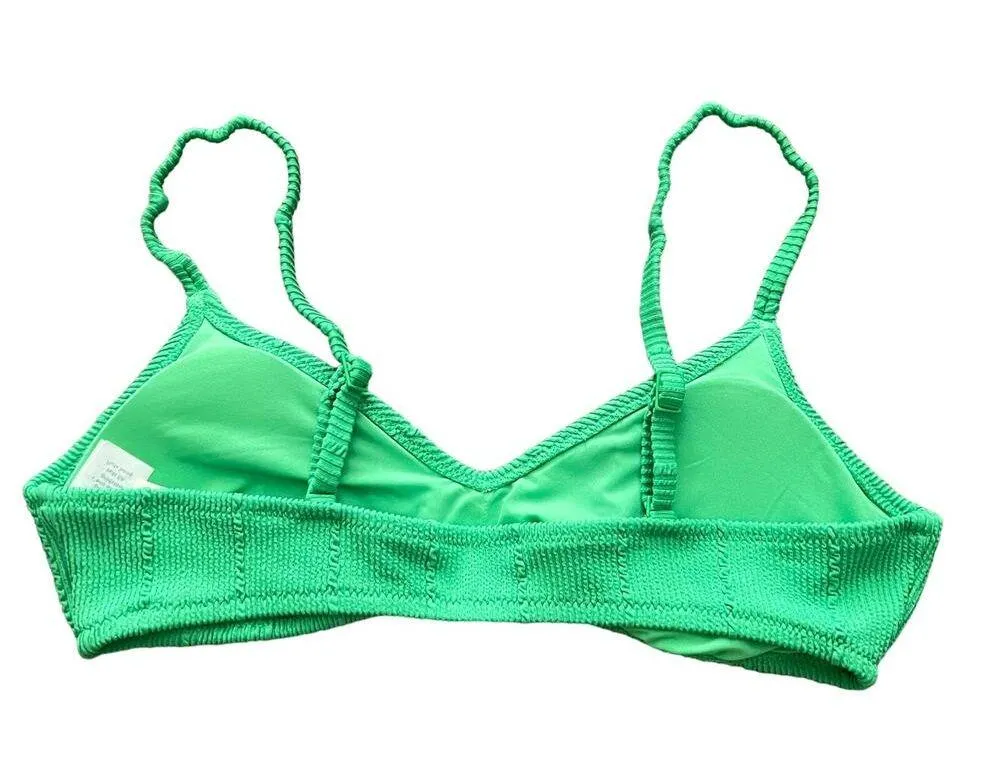 Aerie Crinkle V Scoop Bikini Top Small Women’s Green 3914 NWT - Image 2