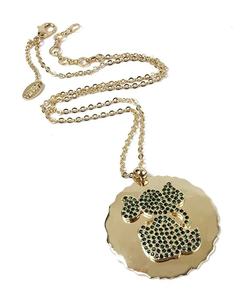 Ganesh Elephant Gold Emerald Austrian Crystal Pendant Necklace - Image 1