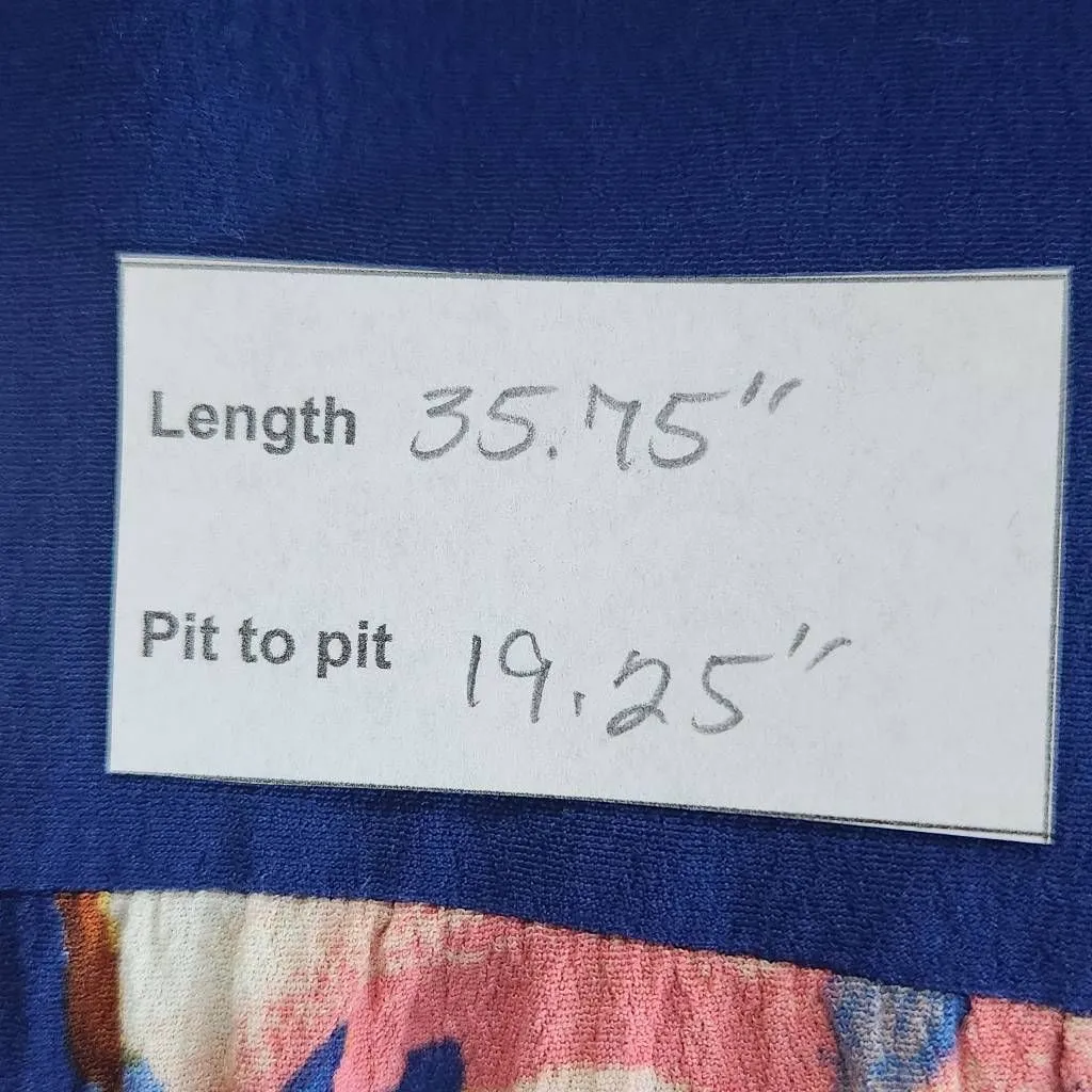 a new day Blue Floral Mini Shift Dress with Ruffle Hemline Size Small Easter Dre - Image 9