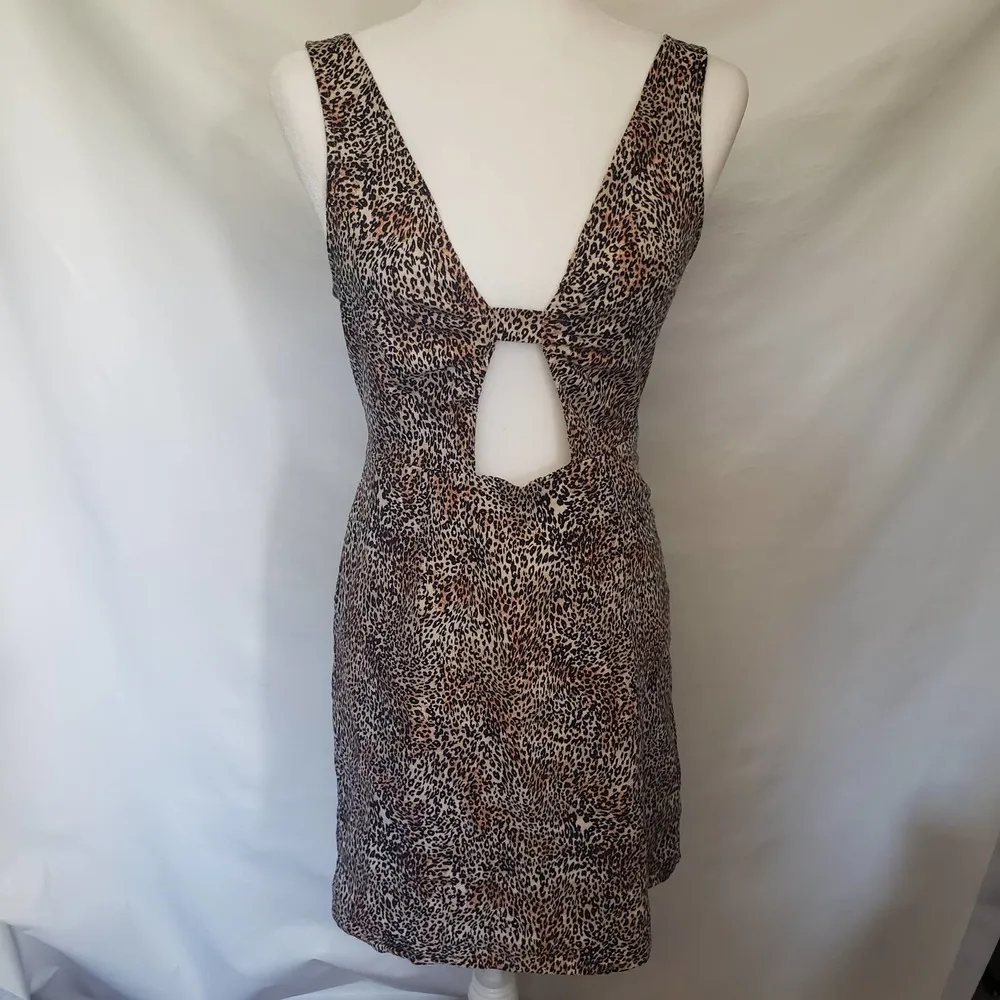 Urban Outfitters Sweet Tooth Womens Dress Size XS Cheetah Linen Mini Cut Out - Image 13