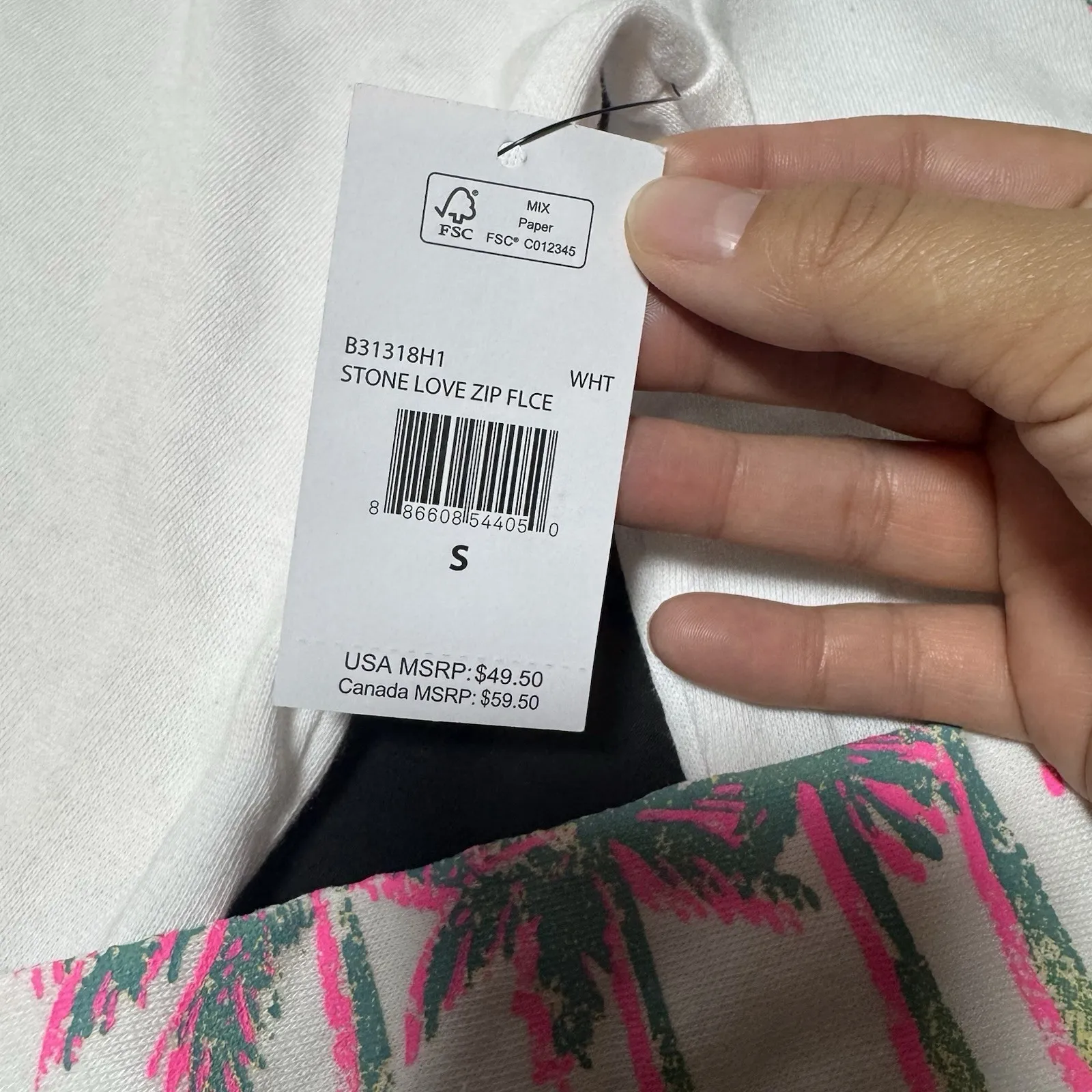 NWT Volcom Stone White  Zip Fleece Hoodie Size Small - Image 6