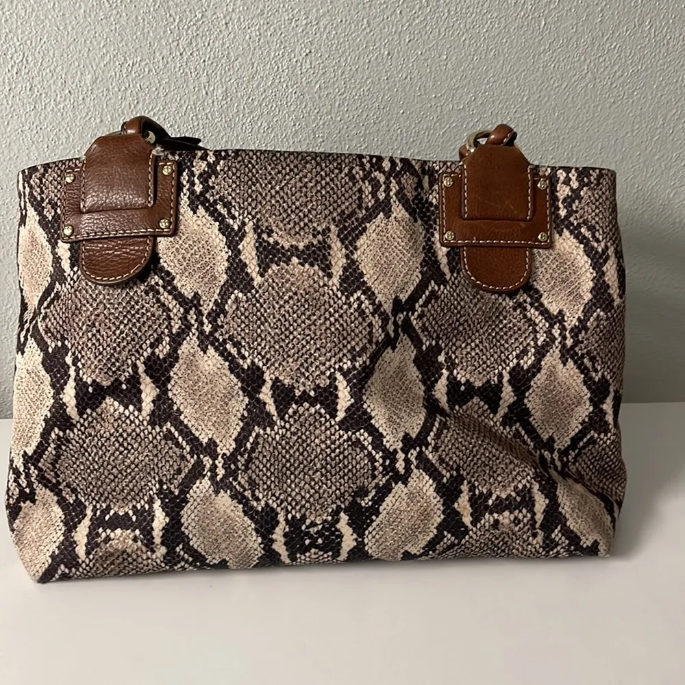 EUC Kate Spade Python Triple Entry Shoulder Handbag Tote - Image 3