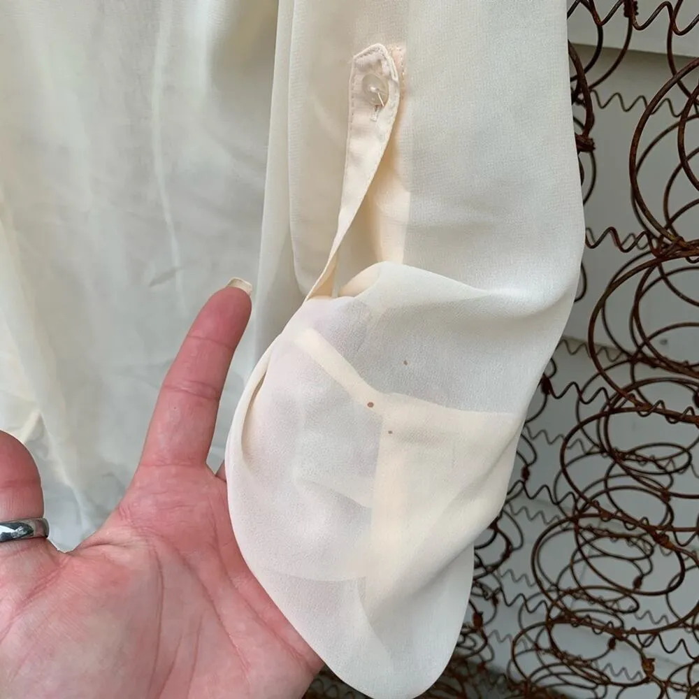 Decree buttercream sheer button down blouse SMALL - Image 6