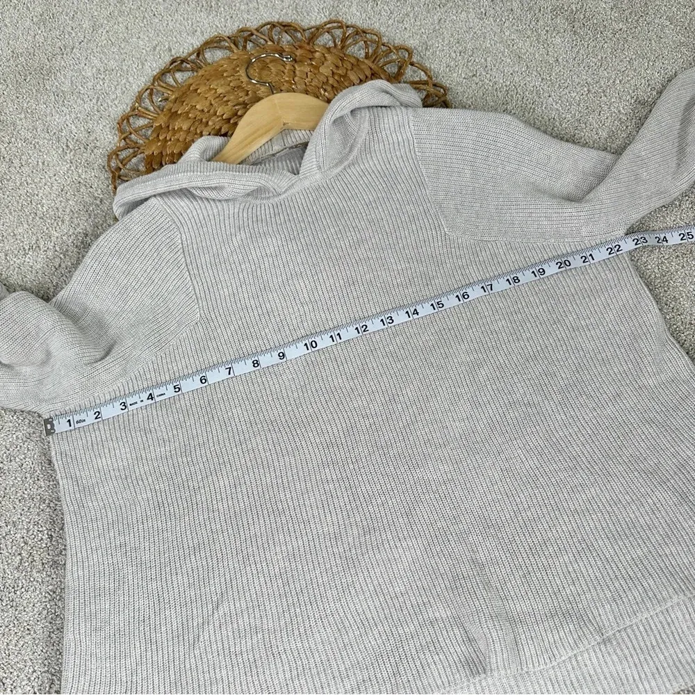 Athleta Rest Day Hoodie Sweater Knit Light Gray Pima Cotton Silk Blend Size XS - Image 12