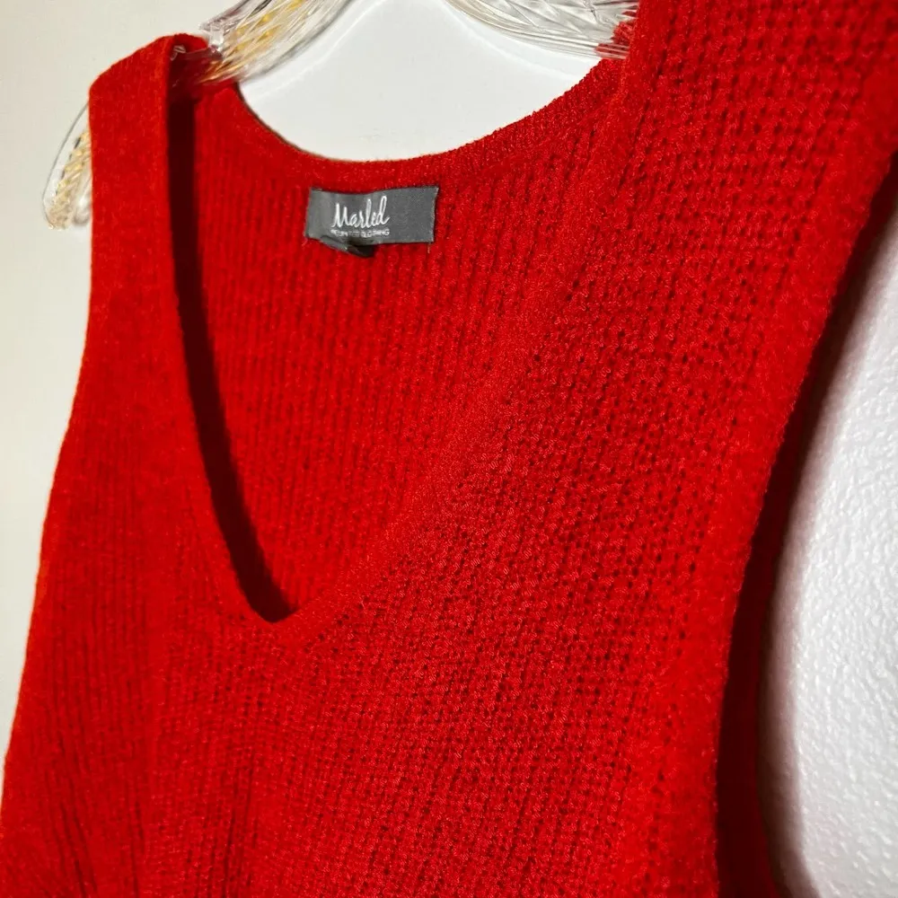 Marled Coral Sleeveless Knit Sweater Top w Twist Knot Front Size XS - Image 2