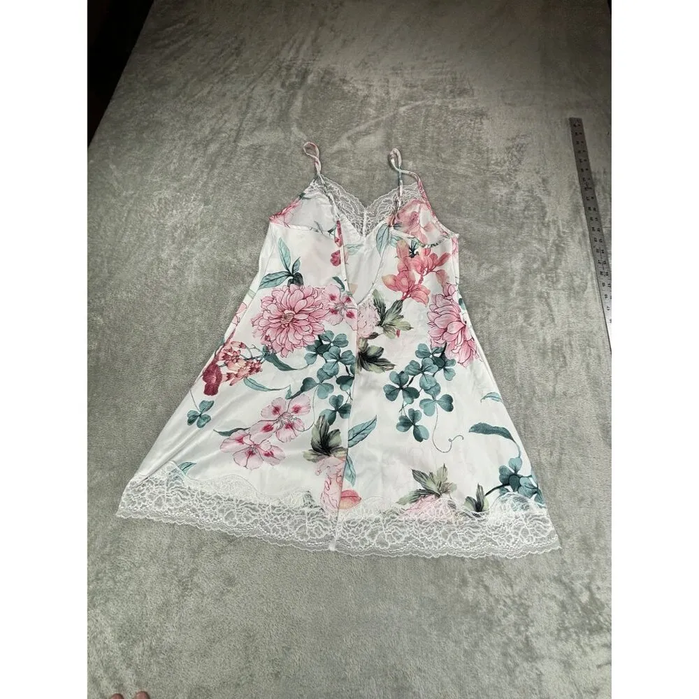 Linea Donatella Floral Lace Trim Chemise Nightgown Lingerie Babydoll Slip Dress - Image 12